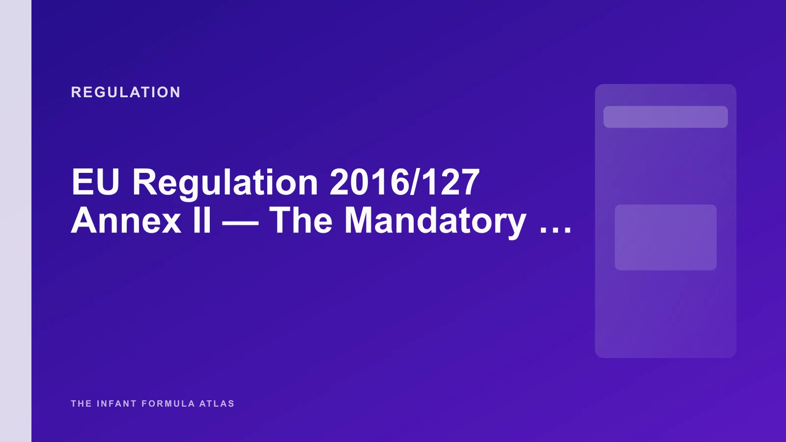 EU Regulation 2016/127 Annex II, The Mandatory Nutrient Reference Table